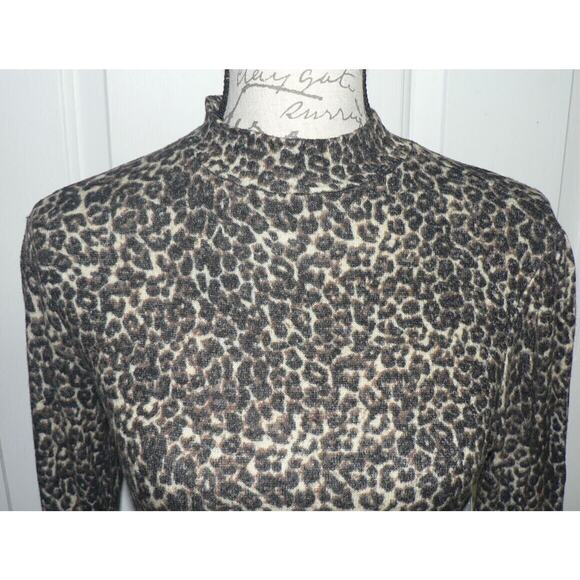 Abound Cozy Mock Neck Long Sleeve Knit Dress In Beige Layered Leopard Large - Picture 5 of 6